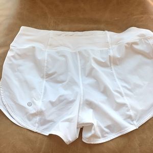 Lululemon white running shorts size 8